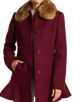Riverdale S04 (Veronica Lodge) Camila Mendes Maroon Wool Coat