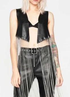 Riverdale Season 5 (Toni Topaz) Vanessa Morgan Black Fringe Vest