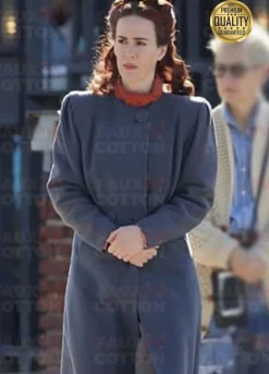 SARAH PAULSON NURSE RATCHED BLUE WOOL COAT