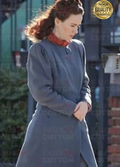 SARAH PAULSON NURSE RATCHED BLUE WOOL COAT
