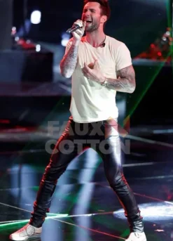 Singer Adam Levine Black Leather Pant