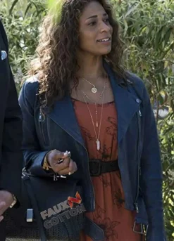 Single Parents (Poppy Banks) Kimrie Lewis Blue Leather jacket
