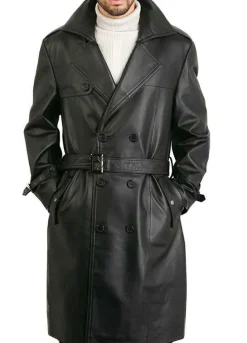 SKYFALL (SILVA) JAVIER BARDEM BLACK LEATHER TRENCH COAT