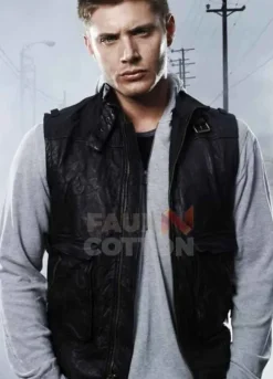 Supernatural Jensen Ackles Black Leather Vest