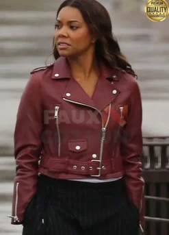 Sydney Burnett L.A.’s Finest Maroon Biker Jacket