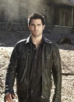 TEEN WOLF (DEREK HALE) TYLER HOECHLIN BLACK LEATHER JACKET