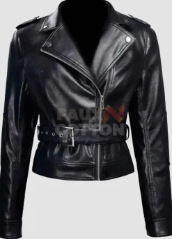 Terminator Genisys Emilia Clarke Black Leather Jacket
