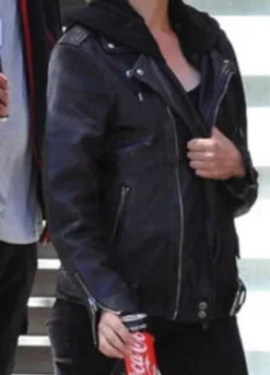 THE 355 (MACE) JESSICA CHASTAIN BLACK LEATHER JACKET