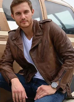 THE BACHELOR PETER WEBER BROWN LEATHER JACKET
