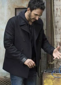 The Blacklist Amir Arison Black Pea Coat