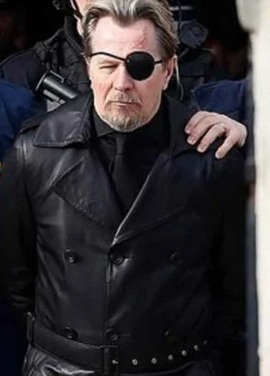 The Courier (Gary Oldman) Ezekiel Mannings Black Leather Coat