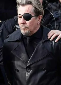The Courier (Gary Oldman) Ezekiel Mannings Black Leather Coat