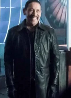 THE FLASH (BREACHER) DANNY TREJO BLACK LEATHER COAT