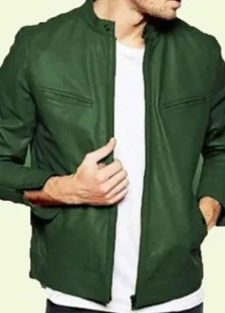THE PROTEGE DORIN ZAHARIA GREEN LEATHER JACKET