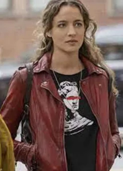 THE REPUBLIC OF SARAH (SARAH COOPER) STELLA BAKER RED LEATHER JACKET