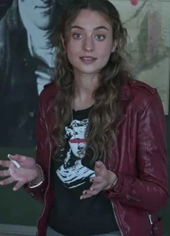 THE REPUBLIC OF SARAH (SARAH COOPER) STELLA BAKER RED LEATHER JACKET