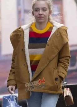 The Voyeurs 2021 Pippa Sydney Sweeney Brown Cotton Jacket