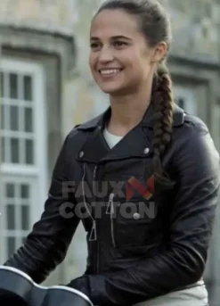 Tomb Raider Alicia Vikander Black Leather Jacket