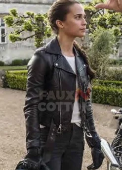 Tomb Raider Alicia Vikander Black Leather Jacket