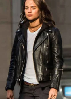 Tomb Raider (Lara Croft) Alicia Vikander Black Leather Jacket