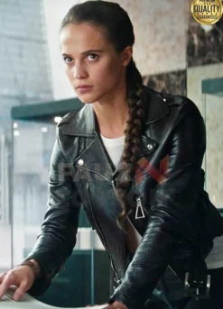 Tomb Raider Lara Croft Black Leather Jacket