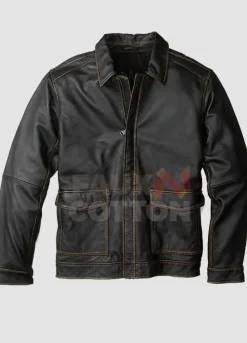 Tommy Bahama Stamped Black Leather Jacket