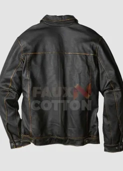 Tommy Bahama Stamped Black Leather Jacket