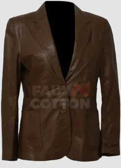Two Button Women's Leather Blazer Jacket