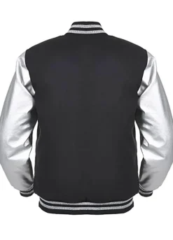 VARSITY ANGEL COLA BLACK AND SILVER WOOL BOMBER JACKET