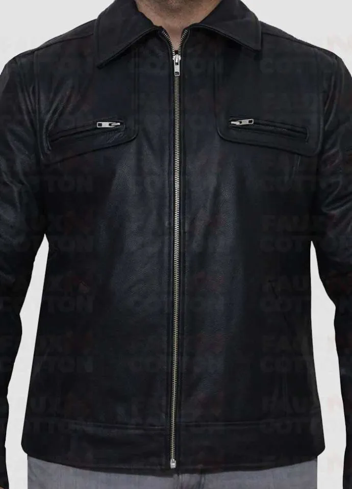 Vintage Cafe Racer Black Leather Jacket