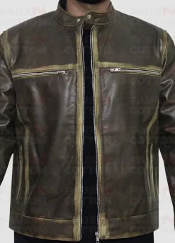 Vintage Cafe Racer Distressed Biker Jacket