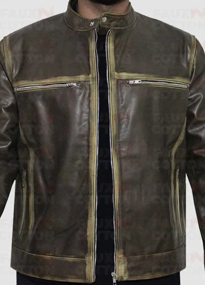 Vintage Cafe Racer Distressed Biker Jacket