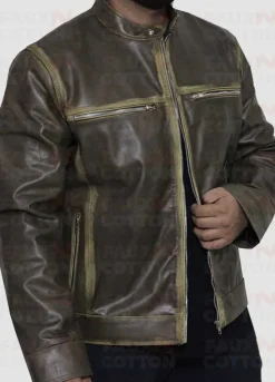 Vintage Cafe Racer Distressed Biker Jacket