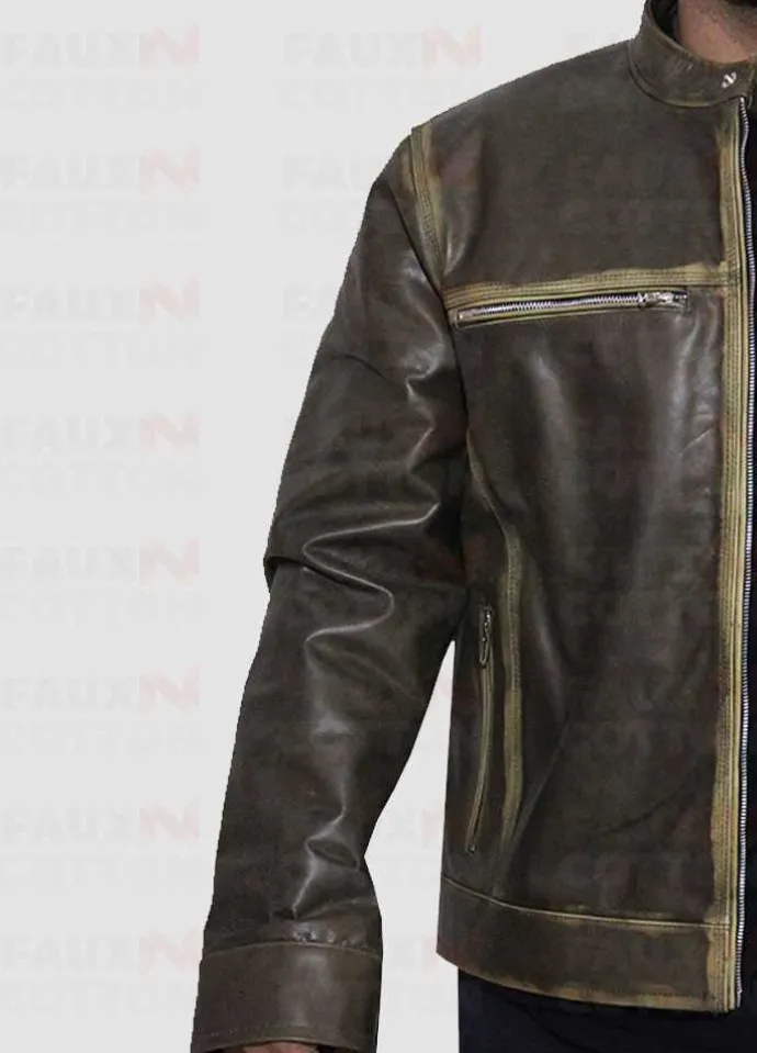 Vintage Cafe Racer Distressed Biker Jacket