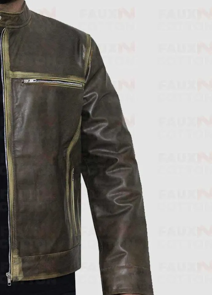 Vintage Cafe Racer Distressed Biker Jacket