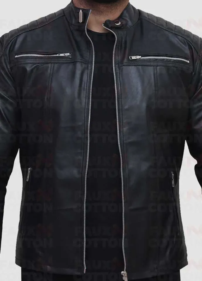 Vintage cafe racer quilted slim fit jacket