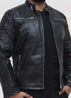 Vintage cafe racer quilted slim fit jacket