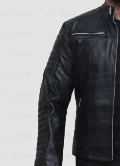 Vintage cafe racer quilted slim fit jacket