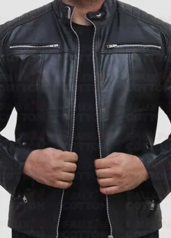 Vintage cafe racer quilted slim fit jacket