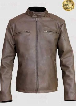 Vintage Slim Fit Light Brown Leather Jacket