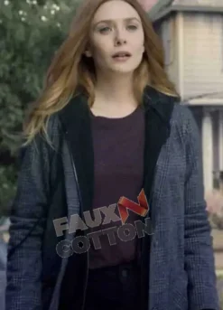 WandaVision Elizabeth Olsen (Wanda Maximoff) Grey Cotton Coat