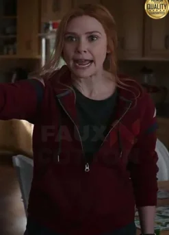 WandaVision Wanda Maximoff Elizabeth Olsen Maroon Hood Jacket