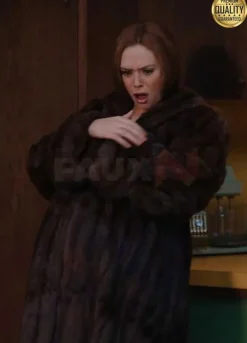 WandaVision Wanda Maximoff Brown Shearling Coat