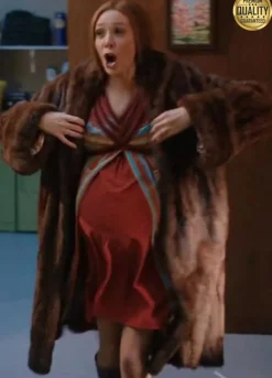 WandaVision Wanda Maximoff Brown Shearling Coat