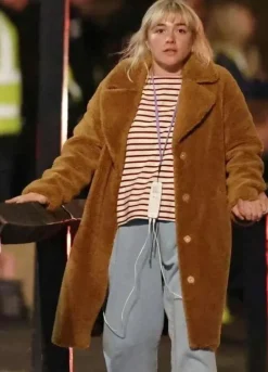 We Live in Time (2025) Florence Pugh Shearling Coat