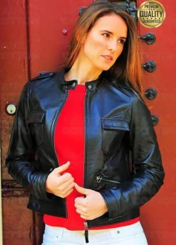 Women Akira Black Biker Leather Jacket