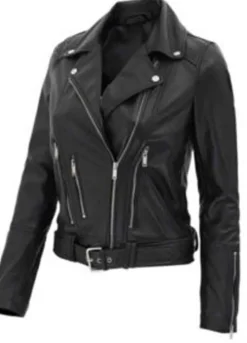 WOMEN’S ASYMMETRICAL MOTORCYCLE BLACK LEATHER JACKET