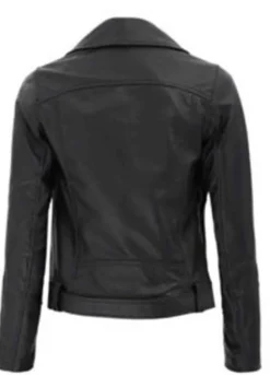 WOMEN’S ASYMMETRICAL MOTORCYCLE BLACK LEATHER JACKET