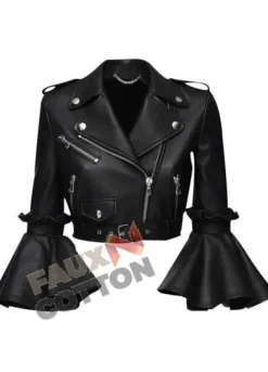 women's cropped stylish leather jacket