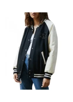 WOMEN'S IETS FRANS VARSITY BLACK AND WHITE JACKET